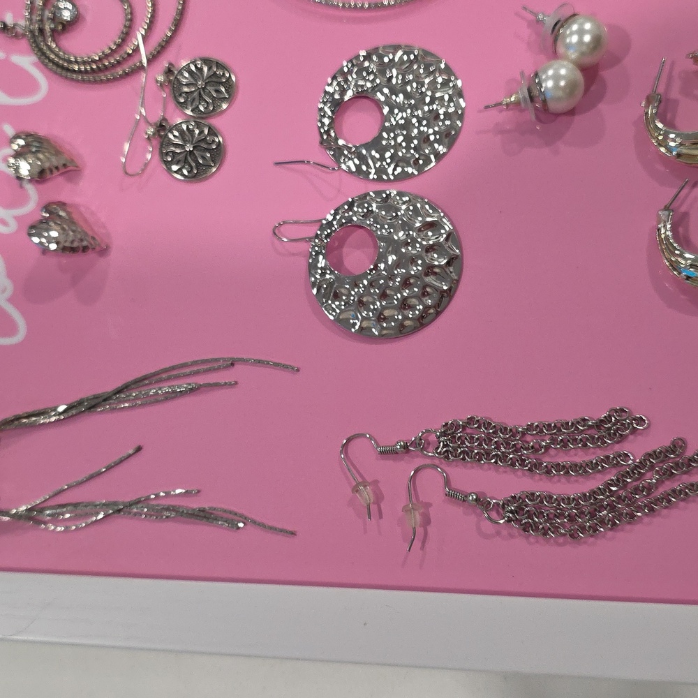Eleven Vintage Silver-tone Earring Set